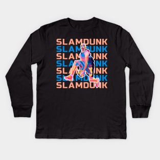 Slam dunk basketball in WPAP Kids Long Sleeve T-Shirt